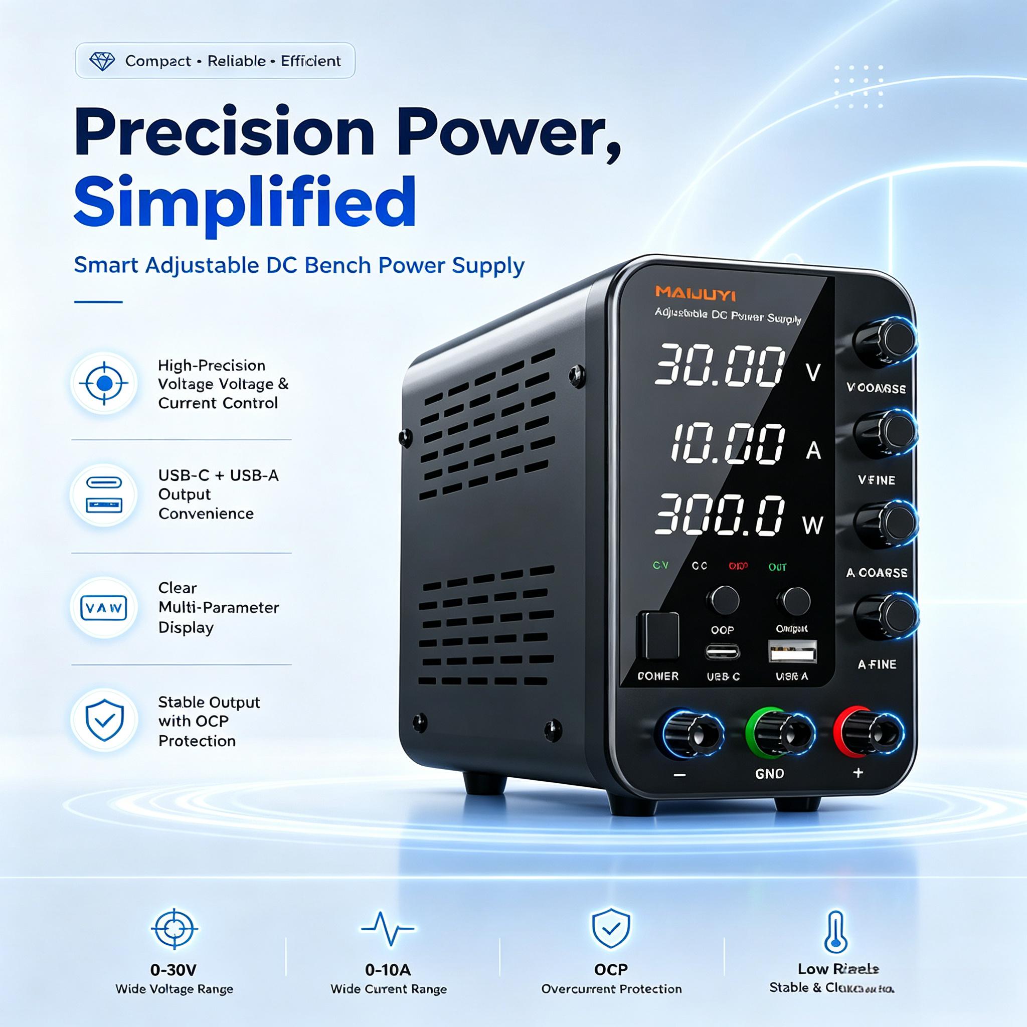 Dc Power Supply Variable - Zasilacz laboratoryjny DC, uniwersalny, 30V 10A