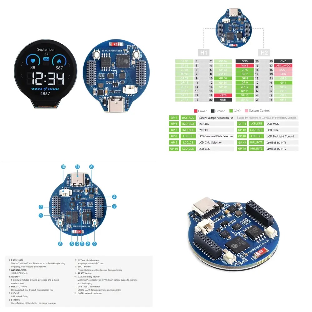 Esp32 Wifi Bluetooth - Płytka rozwojowa ESP32-S3 z wyświetlaczem LCD